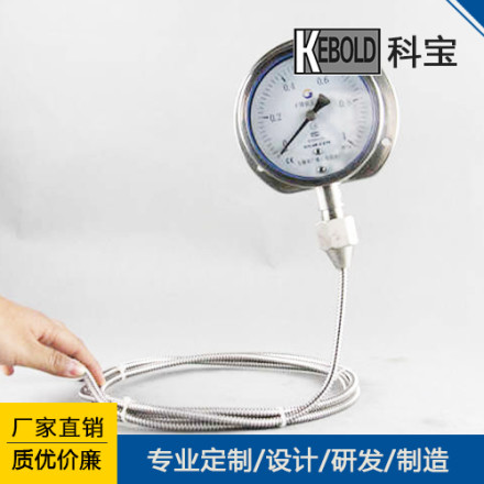 软管连接耐高温压力表 不锈钢耐震压力表